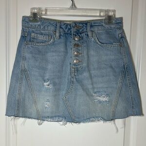 Free People Light Blue Jean Short Skirt Denim Button Fly Size 25